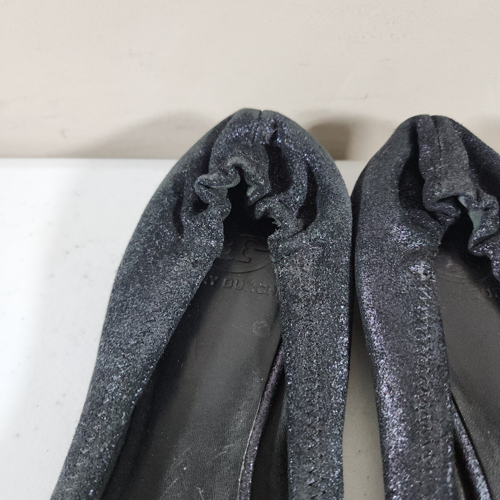 Tory Burch Minnie Travel Ballet with Logo Size 9 M Black Leather Used - Picture 5 of 16
